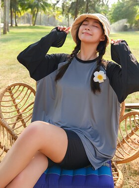 大码泳衣女胖mm20m0斤分体三件套长袖罩衫五分裤微胖女孩遮肉2024