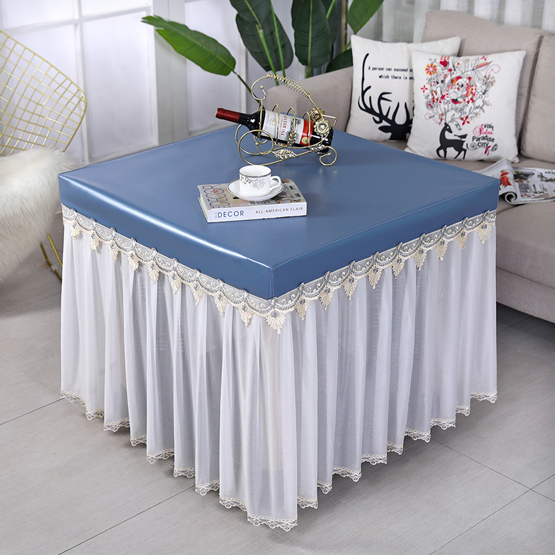 防水防油茶几桌布烤火桌罩正方形皮罩蕾丝免洗桌布长方形电炉罩套