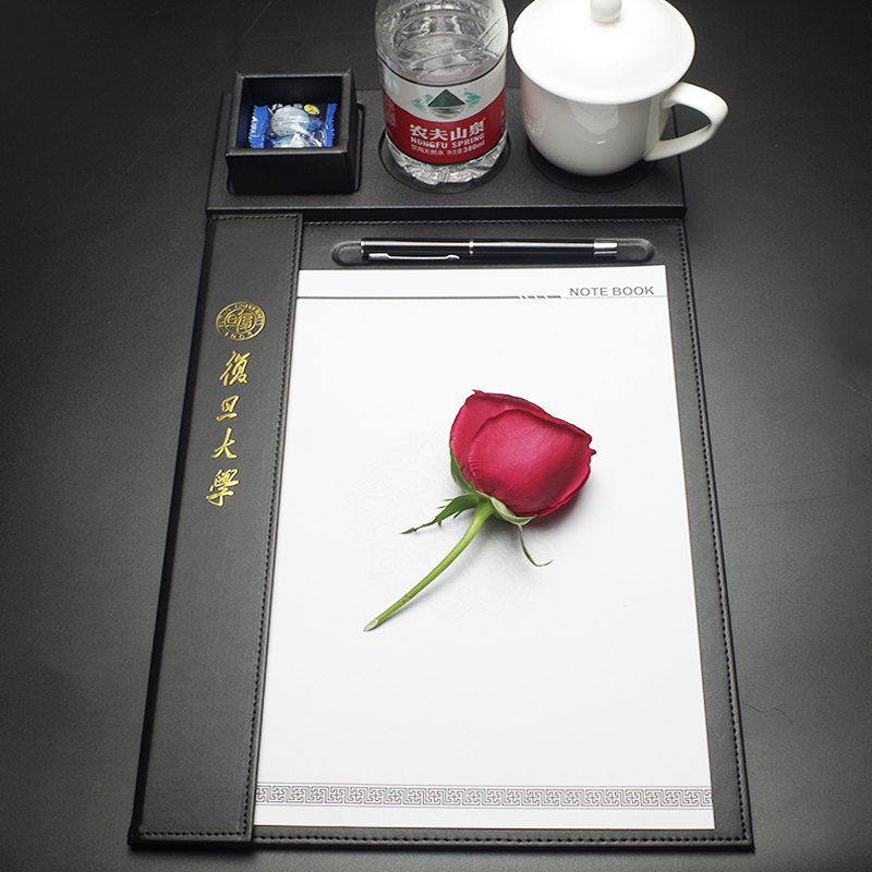 皮革横版a4会议夹商务会议垫板夹酒店便签夹水杯托套装学生写字垫