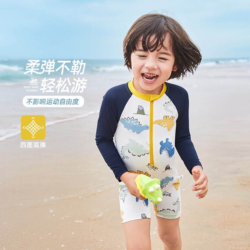 男童连身泳衣夏季宝宝可爱泳装小童夏装新款洋派卡通游泳衣男儿童