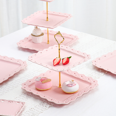 多层水果盘客厅家用茶几点心摆盘三层双层糖果盘子前台下午茶餐具