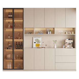 餐柜酒柜一体靠墙全实木玄关柜高柜储物茶水柜厨房多功能收纳柜