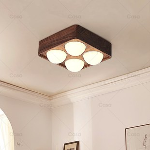 明装餐厅无主灯吸顶灯北美胡桃木中古客厅斗胆灯过道筒灯casa照明