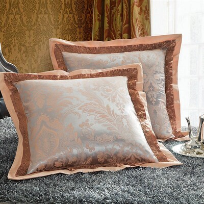 欧式纯棉贡缎提花结婚庆靠垫套沙发床头靠枕50抱枕大60x60不含芯