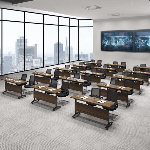 条桌折叠培训桌椅l带轮可移动拼接翻板桌双人拼接桌会议桌讲台