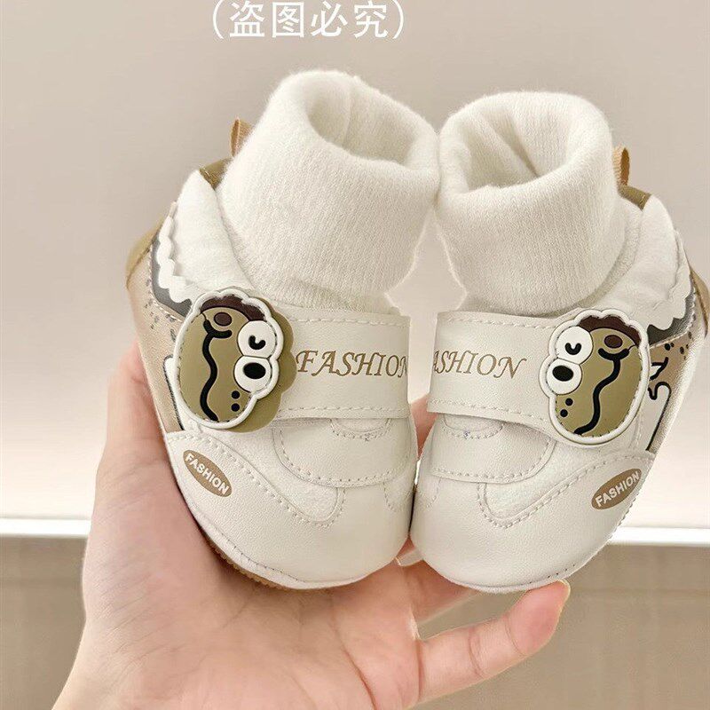秋冬新生婴儿鞋袜卡通可爱0-1岁男女宝宝不掉保暖软X底学步鞋袜筒