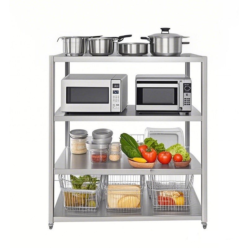 特厚厨房不锈钢置物架方管定制304商用货架落地组装层架收纳架子