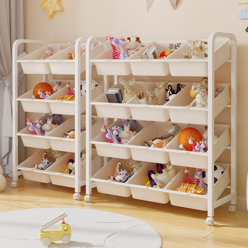 儿童玩具收纳层架客厅多层可移动置物架大容量落地收纳柜书架整理