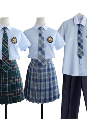 学院风中小学生装班服JK男女校服英E伦夏装涵素制服套装毕业情侣