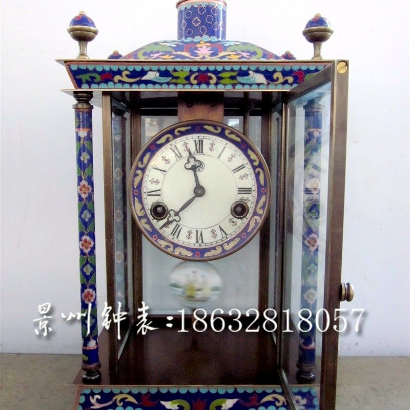 景泰蓝纯铜机械座钟 欧式古典发条台钟 家居 别墅 玄关 条机古 钟,家居饰品,座钟,淘宝优惠券,粉丝福利购,淘宝优惠卷