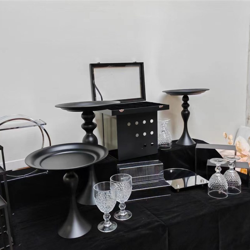 新款银黑色甜品台展示架摆台茶歇甜品台展示架开业流行摆台摆件