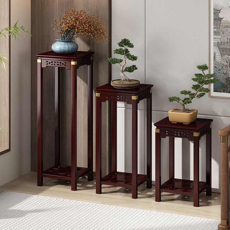 花架子客厅落地式花盆底架中式多层实木摆件展示架新款阳台植物架