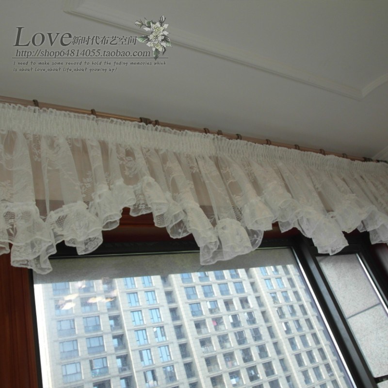 8wuw老店公主风装饰帘头窗纱纱帘窗帘法式窗幔客厅卧室魔术贴穿杆