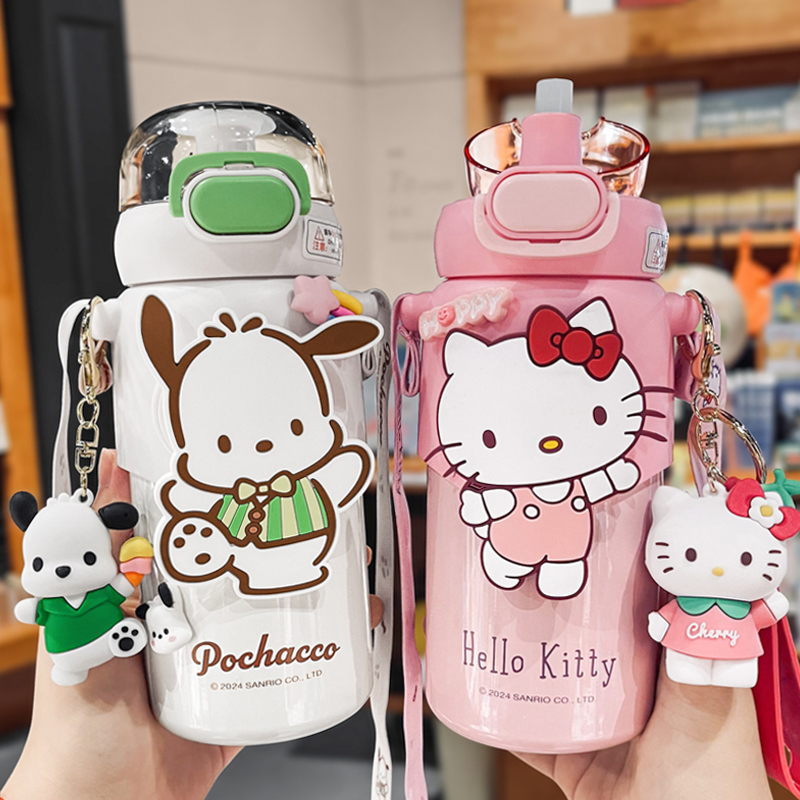 可爱保温杯女生高颜值超萌学生水杯上学专用2024新款女带吸管杯子