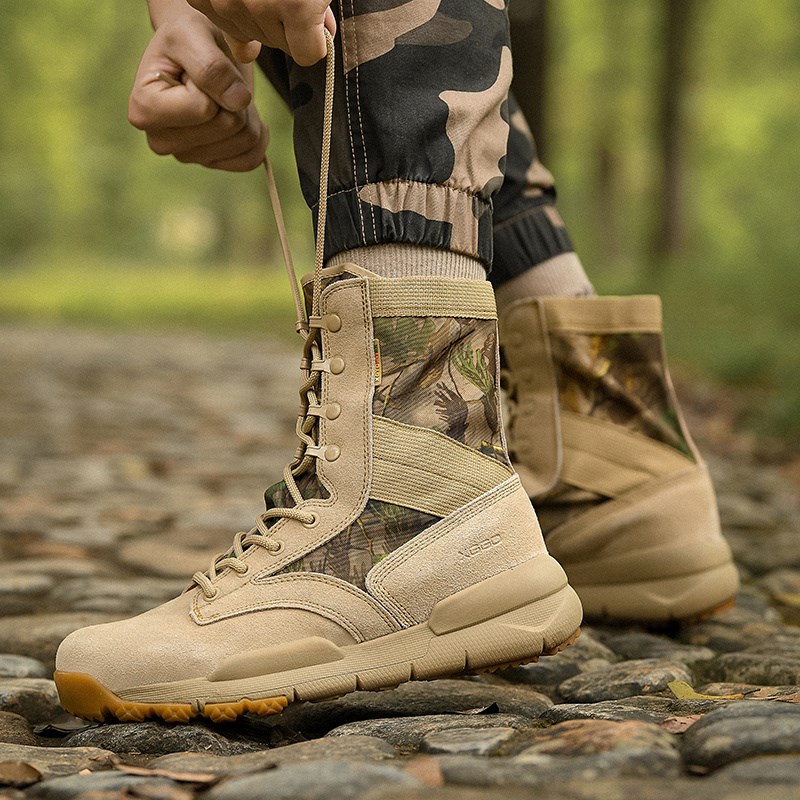 大鹅户外登山鞋男鞋夏季透气防水防滑战术沙漠靴高帮爬山女徒步鞋