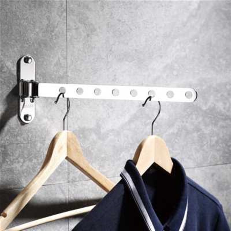 免打孔酒店小家居阳台不锈钢旋转晾衣架浴室活动挂衣钩折叠晾衣杆