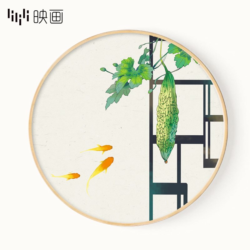 24节气装饰画新中式挂画饭店墙面装饰现代中式圆形壁画二十四节气图片
