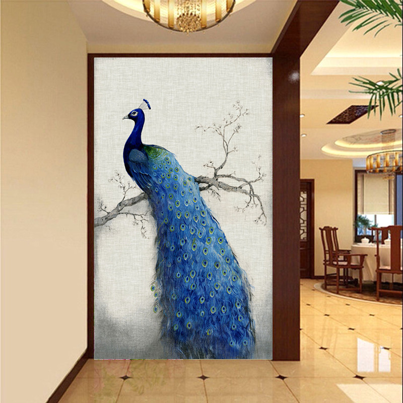 玄关过道走廊背景墙墙纸别墅九鱼图简约现代壁纸壁布客厅立体壁画