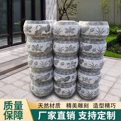 庭院青石柱墩石户外室内实心石墩子底座定制仿古柱基石空心柱顶石