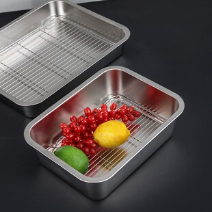 304不锈钢滤油盆商用加深滤油盘漏油托盘长方形沥油X盘卤菜展示盆