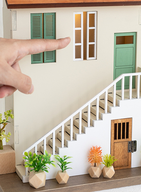 阿楹 奶油风房子模型摆件木客厅小院工位桌面布置造景网红店装饰