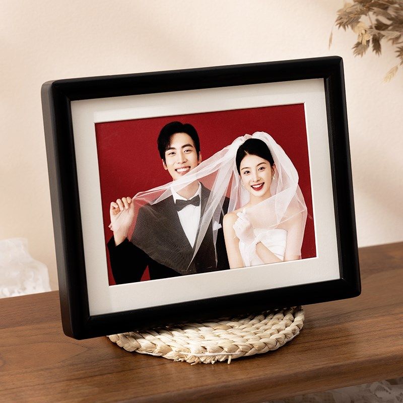 圆角实木相框摆台高级感5 6 7八寸A3a4全家福diy定制画框空框挂墙