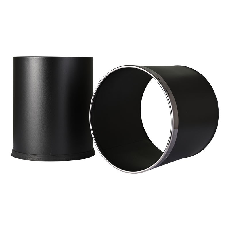 黑色金属垃圾桶商用双层垃圾桶无盖酒店防火阻燃不锈钢垃圾桶