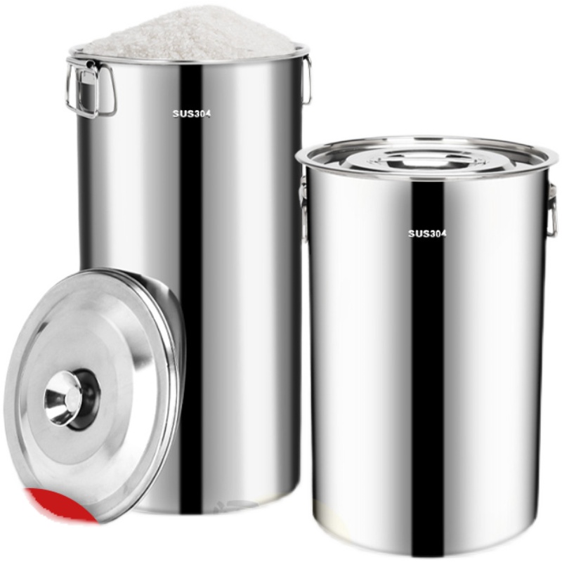 304不锈钢储水桶 商用带盖汤桶大容量加厚大汤锅双耳高身圆桶油桶