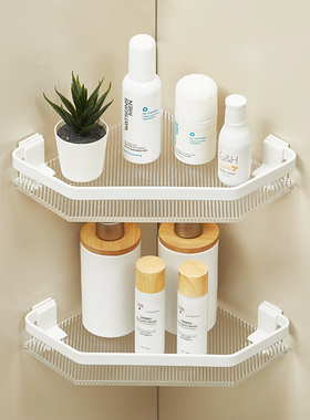 卫生间亚克力三角置物架厕所浴室洗手间白色三脚架转角收纳免打孔