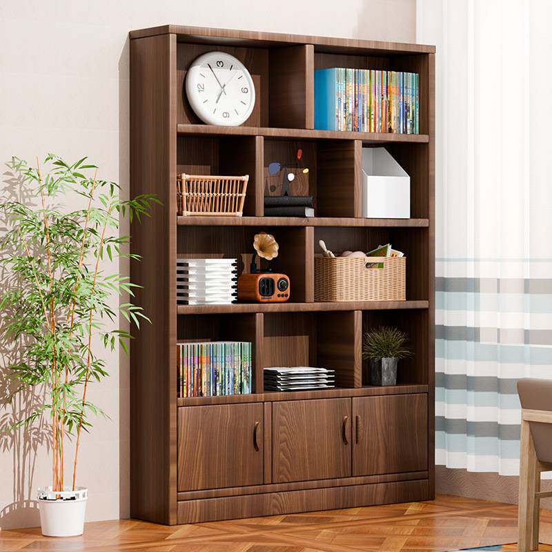 实木生态板落地置物架书架多层客厅靠墙柜子储物柜学生收纳实木大