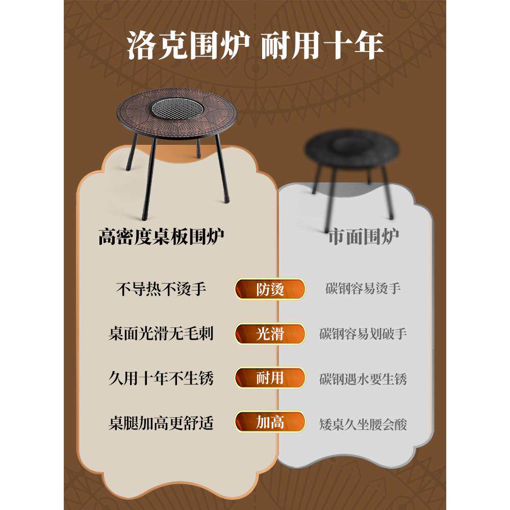 SKL-16旗速烧围炉煮烤火炉套装家庭用室内冬天家围聚烤炉桌子器具