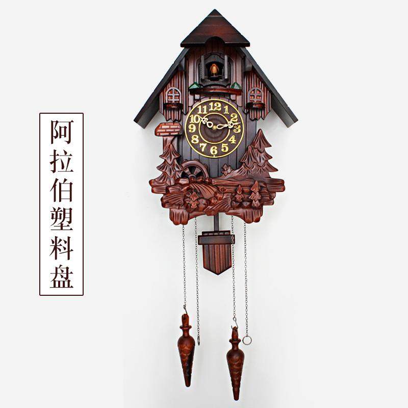 欧式实木厅雕CBK刻布谷鸟挂钟儿童房客乐点报时钟摇摆整创意咕韶