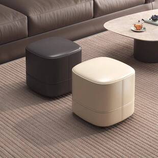 皮革矮凳家用简约沙发凳卧室梳妆凳客厅方凳软包小板凳家用小凳子