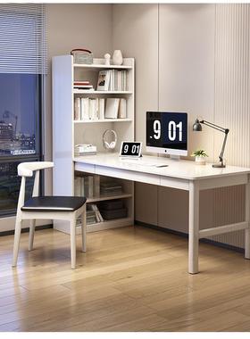 实书桌书架组合连木一体电脑桌简现角代FJX896家用学约生写字台转学习桌