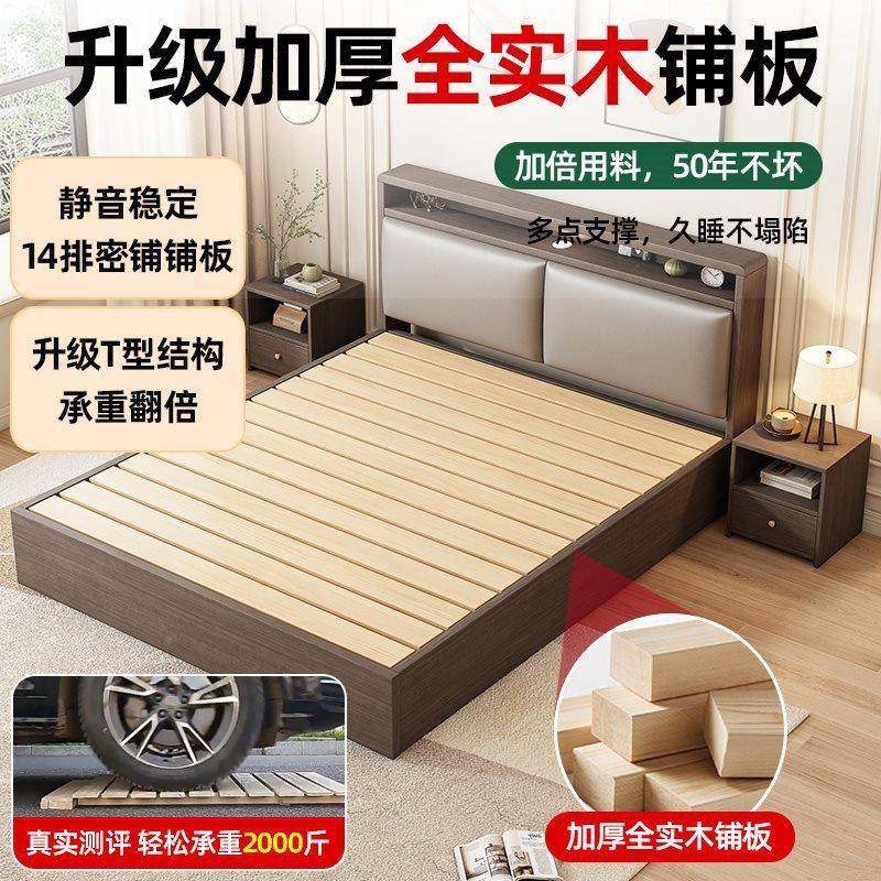 实木床简约代米8双JS-10.7人床小户型1米5出租房用经济1型现1米2