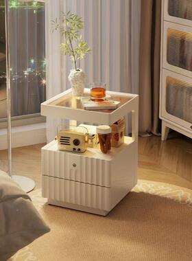 实木床头柜约现代家用卧收室带锁储物小型000000床边简柜置物架简