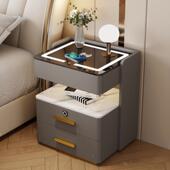 卧现代简OXZ约智能床柜轻奢多功实木猫爪能皮免安头装 室