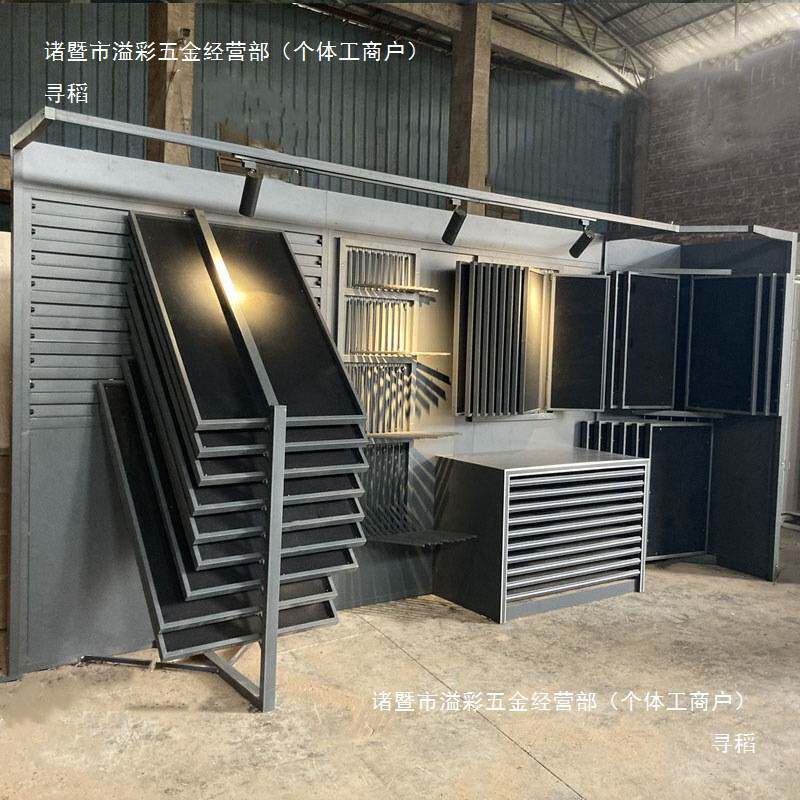 瓷砖木地板组合展示架壁纸大理石墙布展架推拉翻页抽屉组合柜
