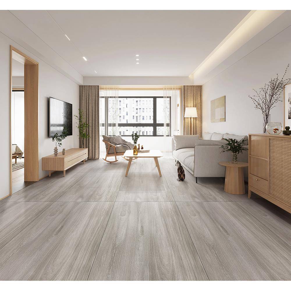 柔光天鹅木绒瓷砖50x150厂标地0原7奶油风木纹客厅地砖卧室板砖