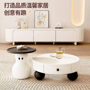 款奶油雪人茶几电视柜组合现代简约创意家用户小型IRC新客厅带风