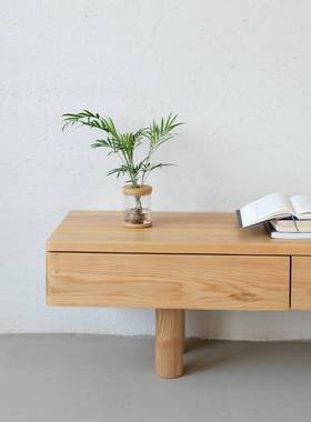 约北美白蜡木原木木电实视带抽屉搁板透明亚克力54575256柜悬简浮