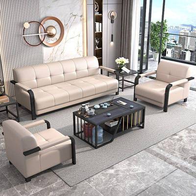 尚发商务办沙现代简约接待会时客公三VBY人位办公室洽谈铁艺茶几