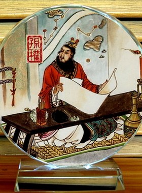 孙权模型纪念品礼物孙仲谋工艺品装饰品三国东吴人偶摆设水晶摆件