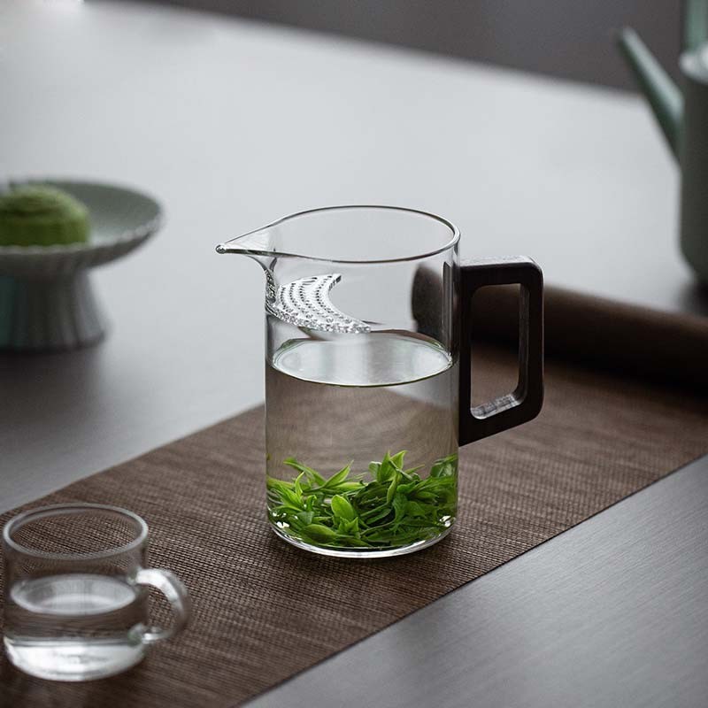 日式耐热玻璃茶壶日式月牙过滤泡茶器茶漏一体公道杯功夫茶具