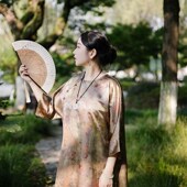 艾纱尔丝绸香云纱蝶y羽款 流苏6A湖丝贵妇