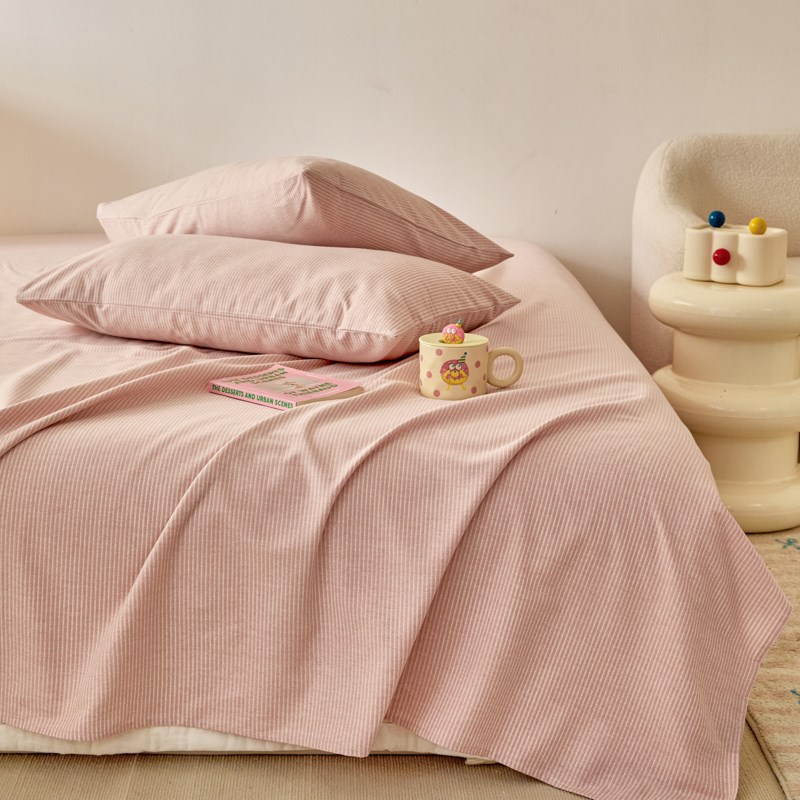 秋冬a类全棉条纹磨毛床单单件100纯棉学生宿舍单人加厚被单可裸睡
