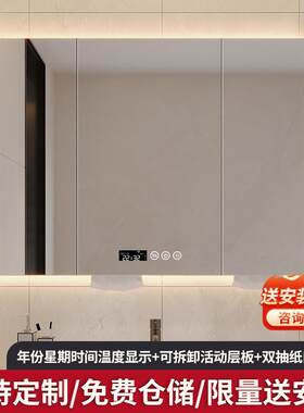 2024新款多功能不锈钢浴w室镜柜智能除雾洗手间镜子挂墙式置物柜