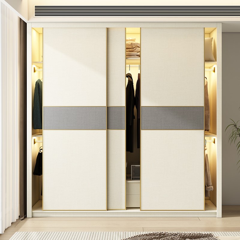 定制ENF级实木推拉门新款2025年爆款衣柜家用卧室滑门大衣橱柜子