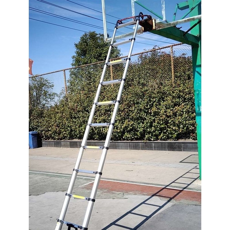 加厚铝合金伸缩竹节梯子折叠工程带钩家用升降阁楼加电杆防滑单梯