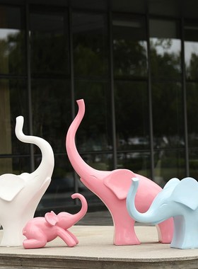 户外网红大象玻璃钢雕塑幼儿园林景观抽象动物小区草坪装饰品摆件